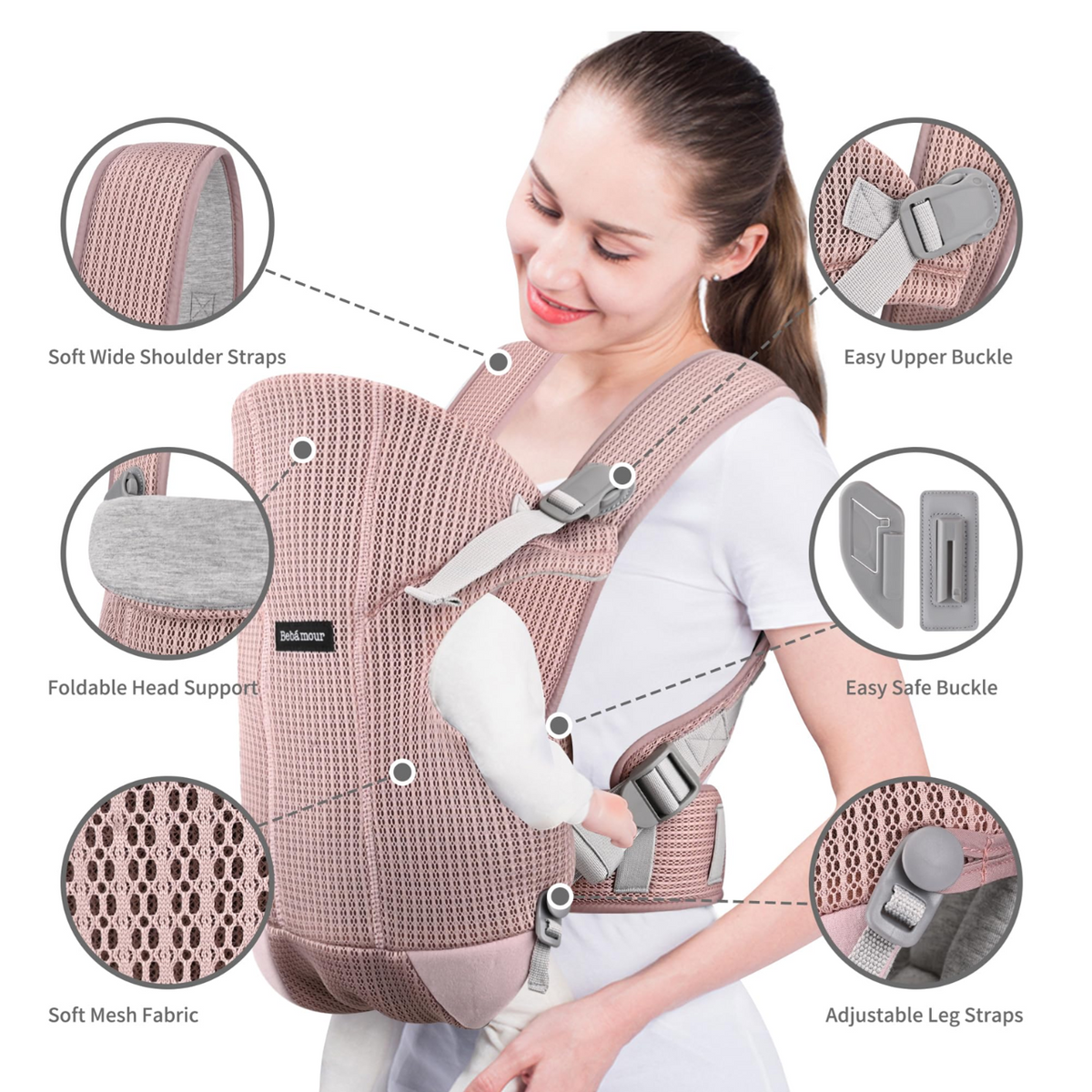 BEBAMOUR nosidełko ergonomiczne do 12kg 3w1
