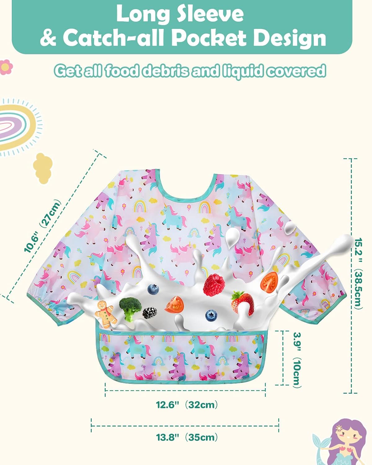 LICTIN hagesmække med lomme 6-24 m x3