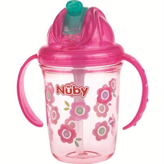 NUBY Vaso Flip-it antiderrame con pajita 12 m+ 240 ml