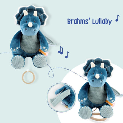 NOUKIE'S plyšová hračka s hracou skrinkou „Brahmsova uspávanka“ TRICERATOPS 20 cm