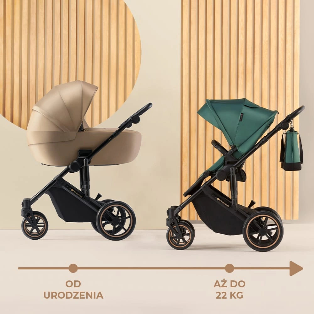 KINDERKRAFT PRIME2 PRO 3w1 wózek wielofunkcyjny do 22kg + fotelik MINK PRO – DARK GREEN – zdjęcie 8