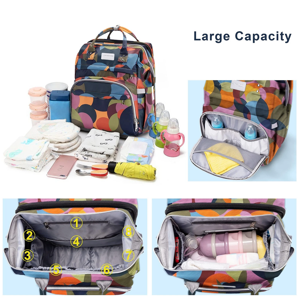 SNDMOR zaino per passeggino con accessori e lettino da viaggio
