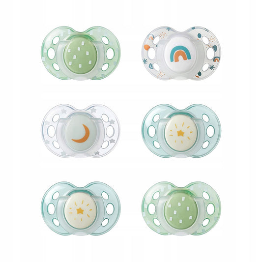 TOMMEE TIPPEE symetrické dudlíky x6 SVÍTÍ 18-36