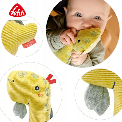 FEHN pluchen knuffel met rammelaar en pieper DINO 17,5 cm