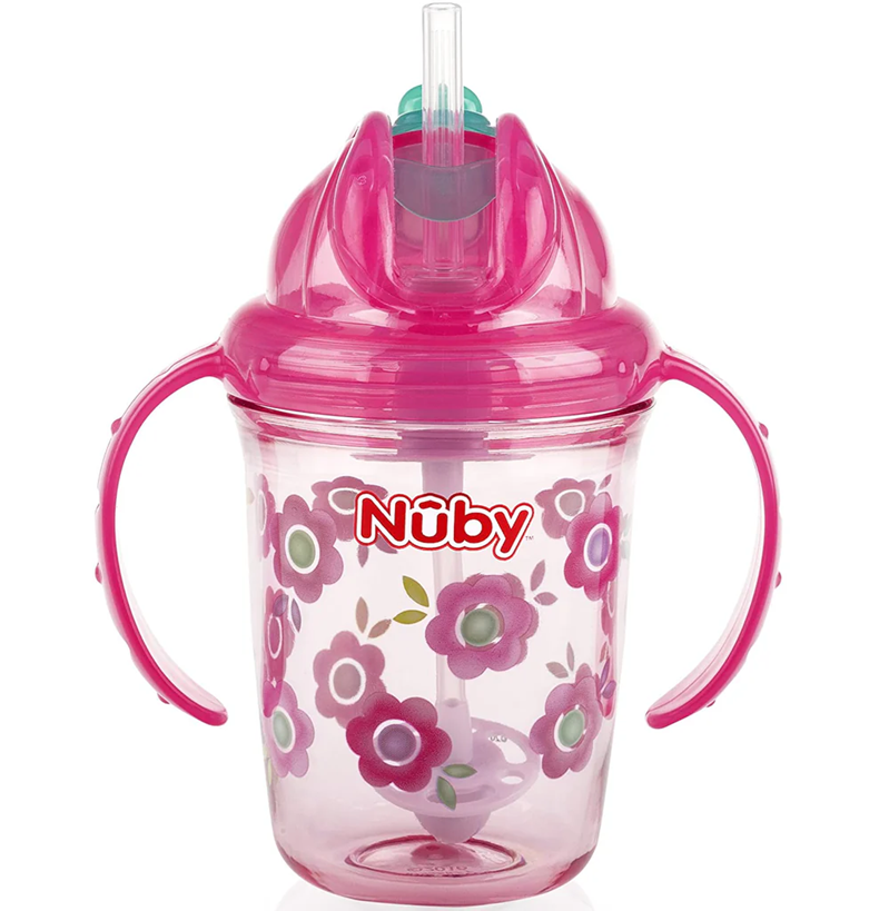 NUBY Flip-it Cup lonček s slamico, ki ne poliva, 12 m+ 240 ml