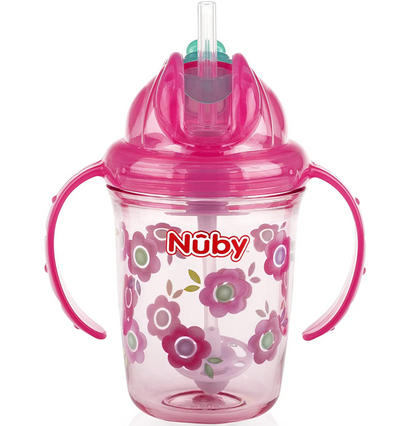 NUBY Flip-it Cup lonček s slamico, ki ne poliva, 12 m+ 240 ml