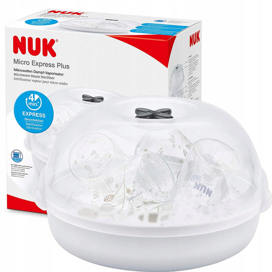 NUK Micro Express Plus sterylizator mikrofalowy do butelek i akcesoriów, biały, ekspresowa dezynfekcja w 4 min