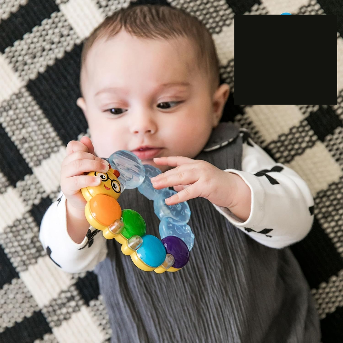 BABY EINSTEIN chladicí a masážní kousátko s chrastítkem HOUSENKA 3 m+