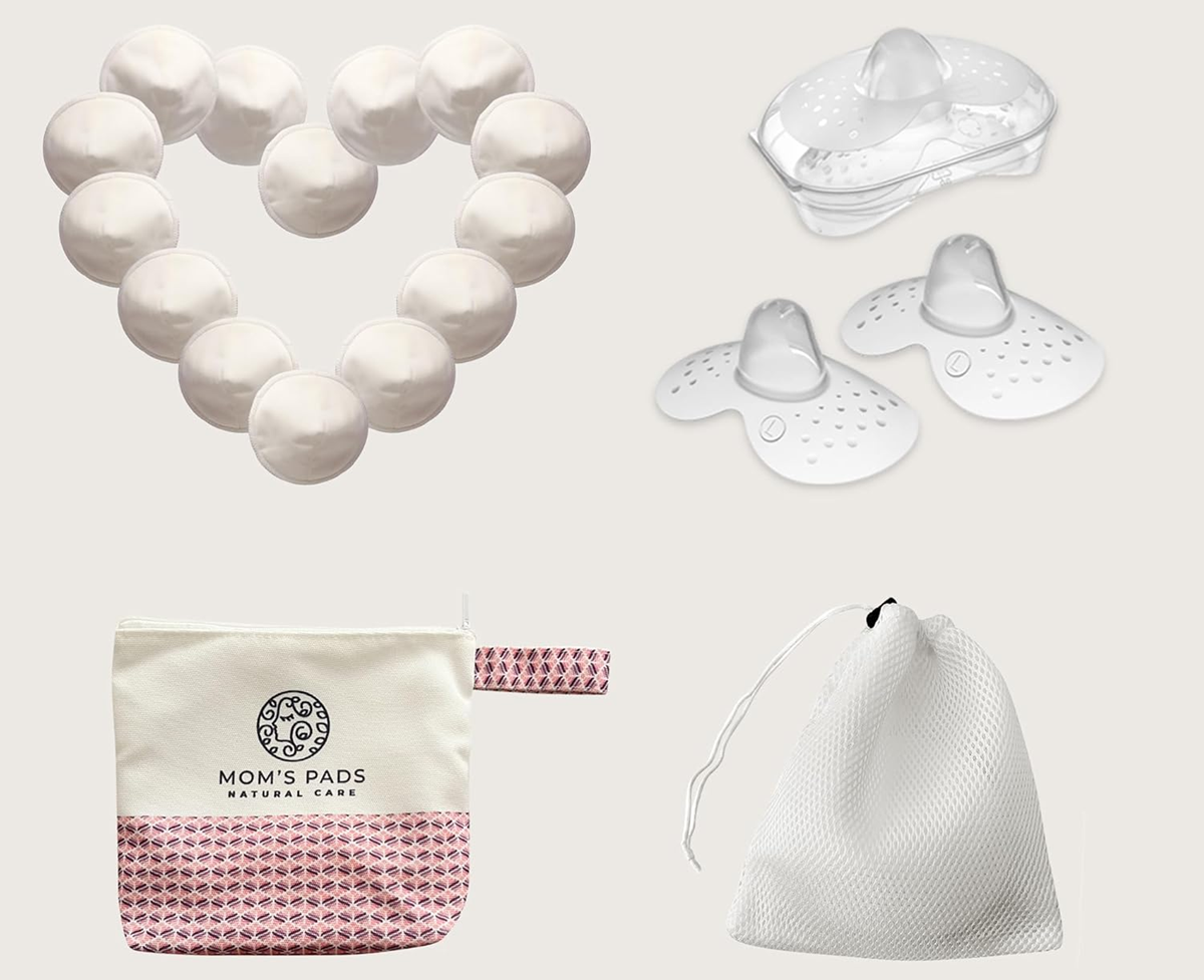 MOM'S PADS бамбукови подложки за кърма x14 + торбичка за пране, козметичен несесер