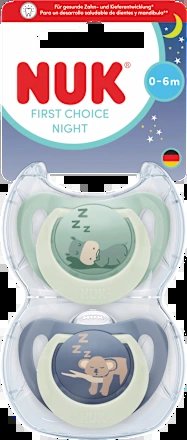 NUK First Choice Night smoczki uspokajające 0-6 mies. – nowy – zdjęcie 1