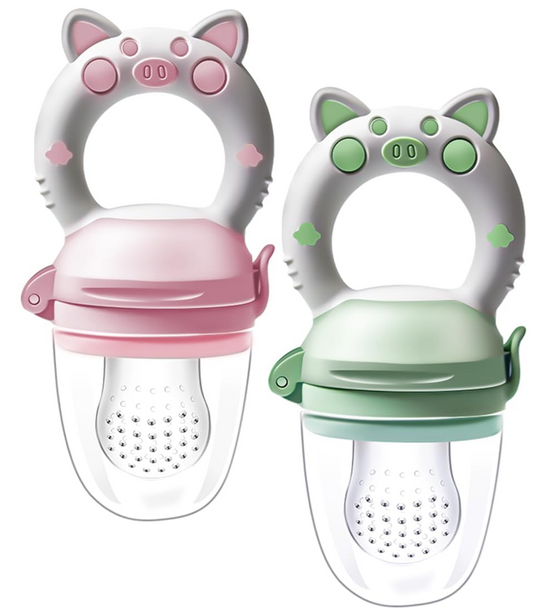 KAIYINGXIN mordedor dispensador de frutas para bebés de 3 a 24 meses, 2 unidades, 2 boquillas