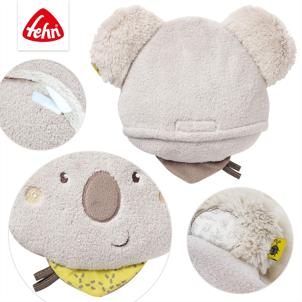 FEHN Koala Australia borsa dell'acqua calda in peluche con noccioli di ciliegia 20 x 20 cm