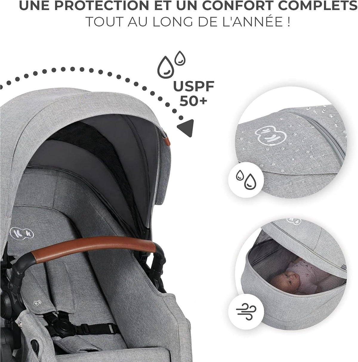 KINDERKRAFT B-TOUR 3w1 wózek wielofunkcyjny do 22kg + fotelik MINK PRO – DARK GREY – zdjęcie 6