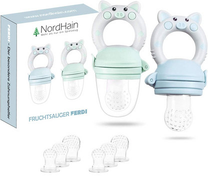 NORDHAIN dosatore succhietto per frutta per bambini 3-12 mesi 2 pezzi 6 tettarelle