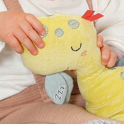 FEHN fløjlsblød krammebamse med natlampe DINO 20 x 23 cm
