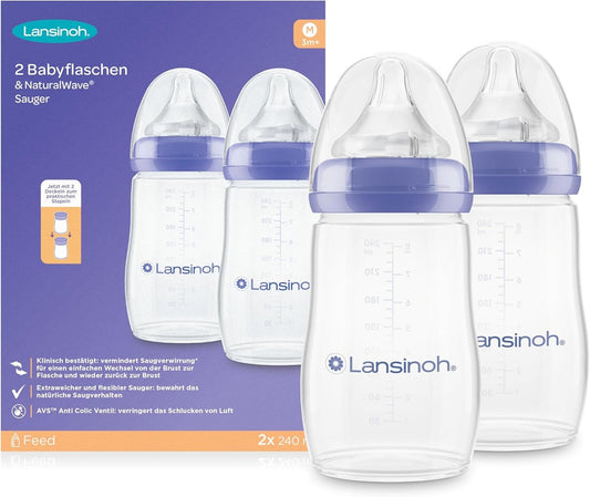 LANSINOH biberon 240 tetină M x2
