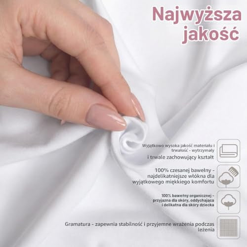 Babybay Deluxe Organic – zbliżenie brzegu białego prześcieradła