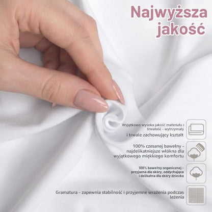 Babybay Deluxe Organic – zbliżenie brzegu białego prześcieradła