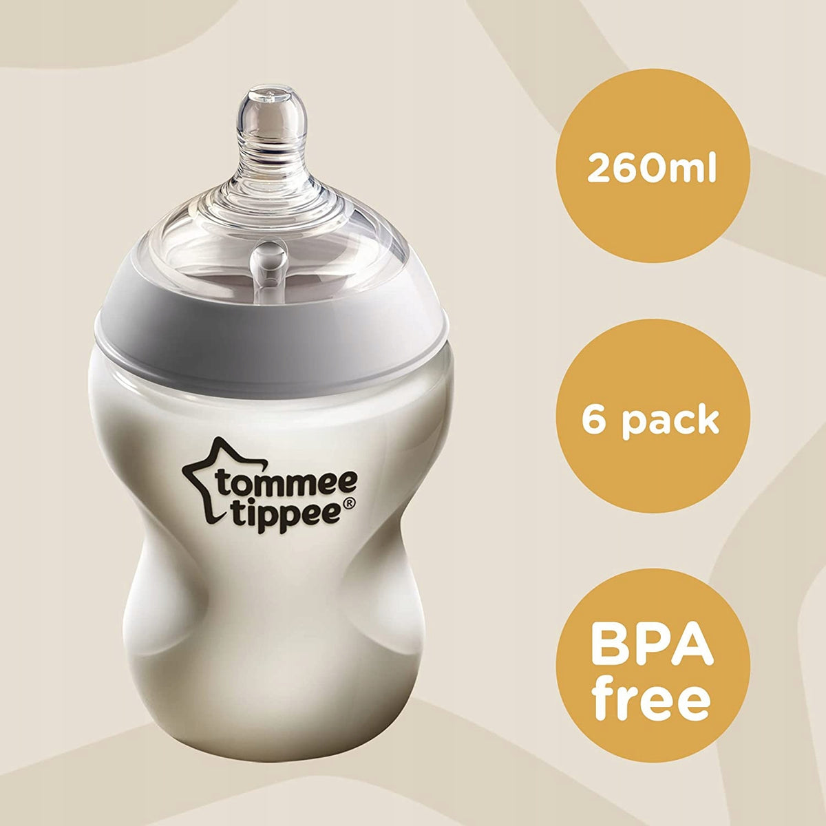 TOMMEE TIPPEE set med 6 flaskor 260ml ANTI-COLIC