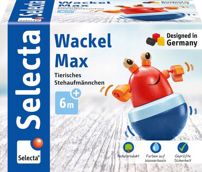 SELECTA Wańka-Wstańka nieprzewracająca się zabawka z drewna KRAB 10 cm