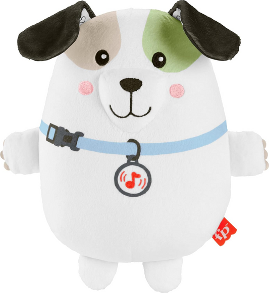 FISHER-PRICE Snuga Puppy plüss kutyus dallamokkal és rezgéssel KISKUTYA 18 cm