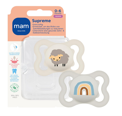 MAM Supreme Silikon-Beruhigungssauger 0-6 Monate x2
