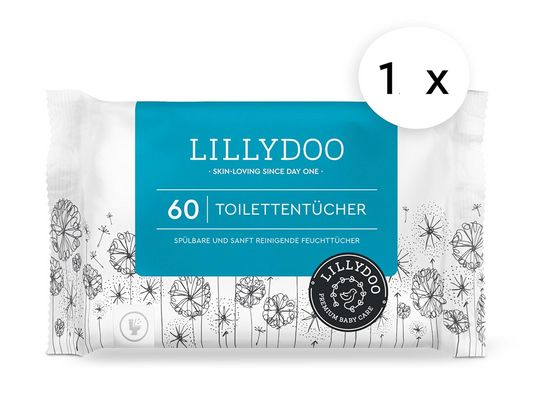 LILLYDOO bezzapachowe chusteczki nawilżane 12 x 60 cm 60 sztuk