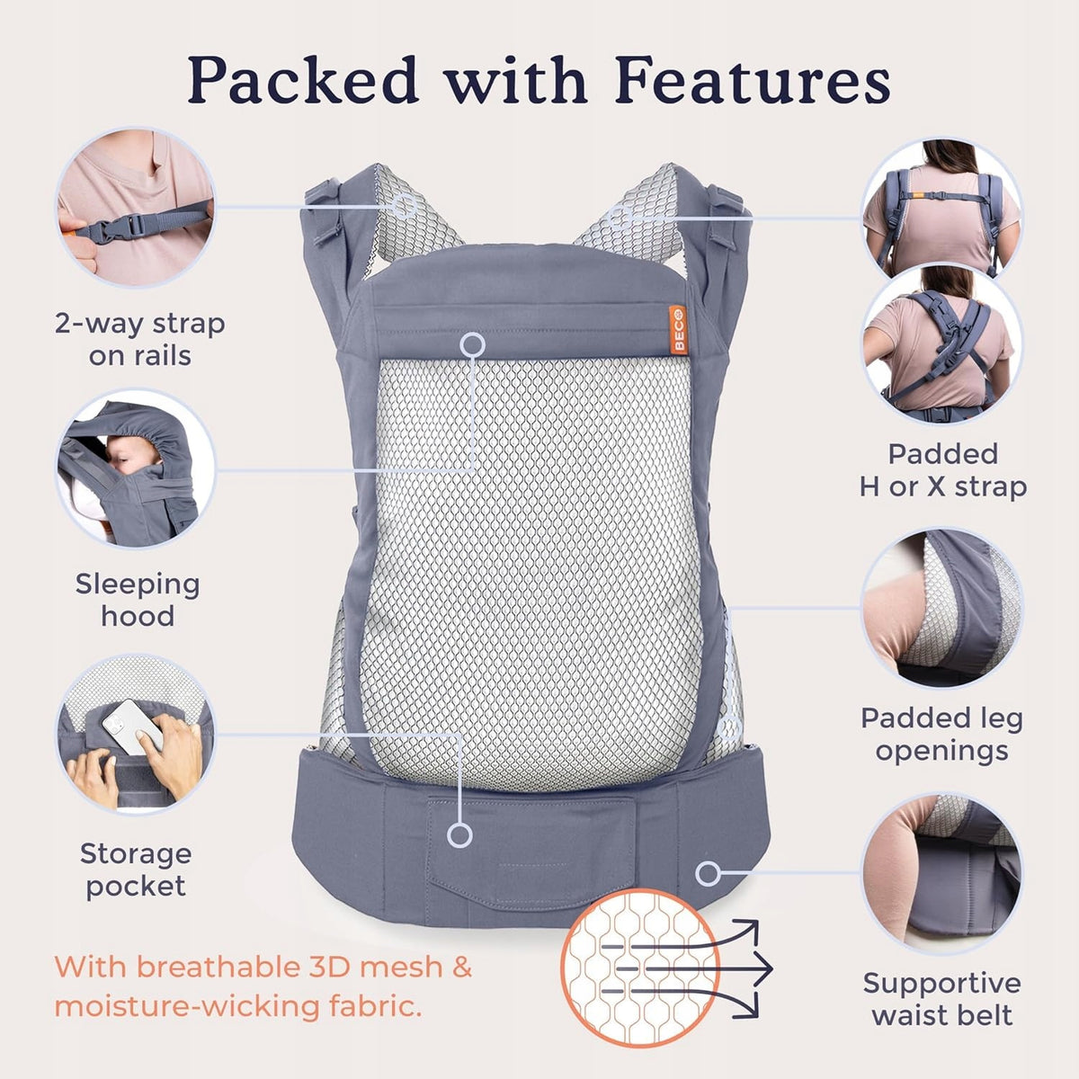 BECO TODDLER носилка с катарама 9-27kg mesh 3d