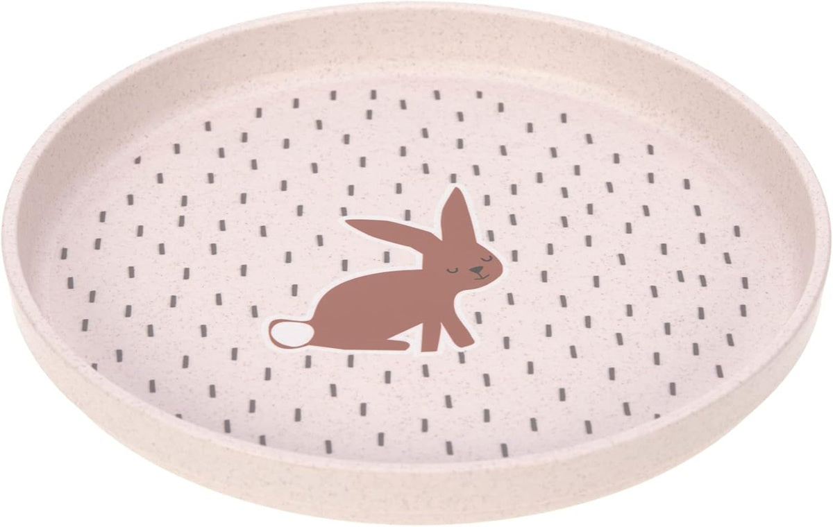 LASSIG talerzyk bez melaminy Little Forest Rabbit 18 cm różowy dla dzieci, antypoślizgowy, lekki