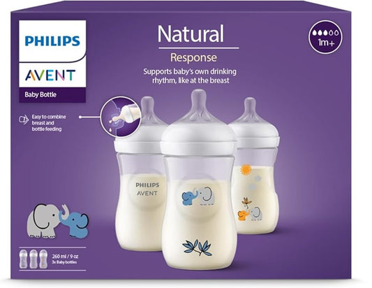 PHILIPS AVENT Natural RESPONSE butelka 260 ml 1msc+ x3 DEKOR