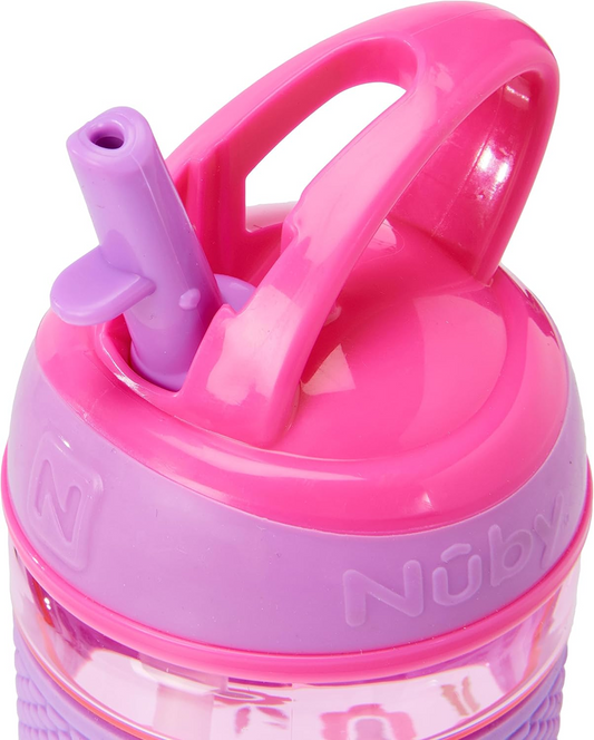 NUBY Hard Straw Cup tritanowy bidon ze słomką 3 l+ 360 ml KWIATY