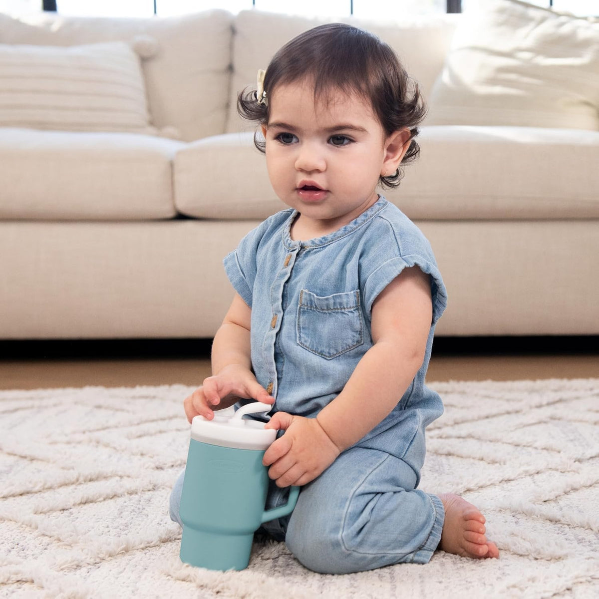 INFANTINO My 1st Tumbler bicchiere in silicone antigoccia con beccuccio 266 ml 6 m+
