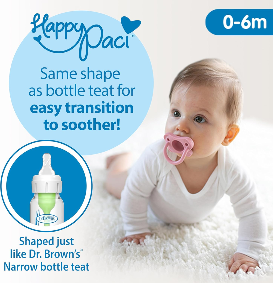 DR BROWN'S HappyPaci napp x2 0-6 mån