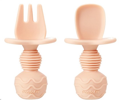 PANDAEAR set in silicone 2 piatti divisi in tre scomparti 2 cucchiai 2 forchette
