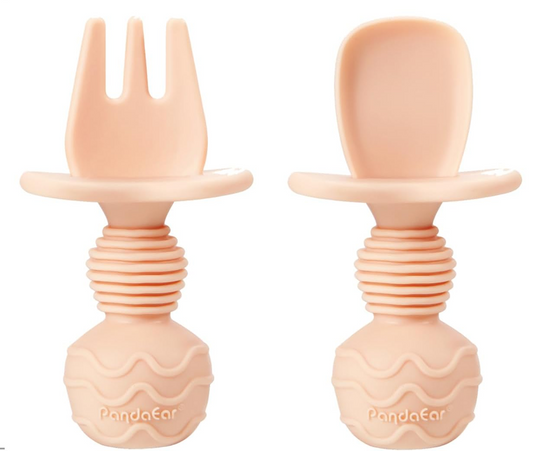 PANDAEAR set in silicone 2 piatti divisi in tre scomparti 2 cucchiai 2 forchette
