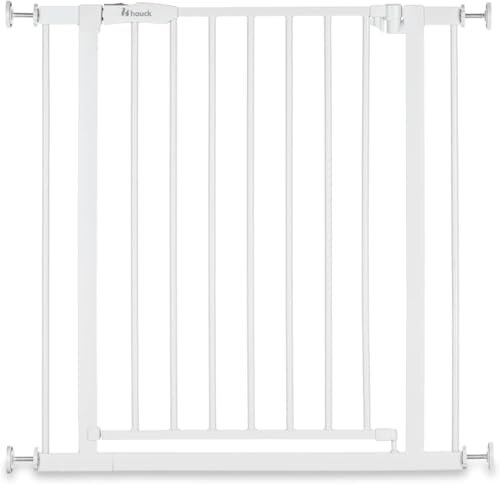 Biała bramka Hauck Open N Stop 2 — widok z przodu