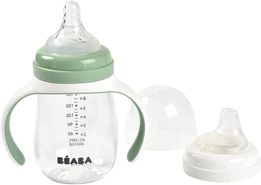 BEABA Training Bottle 2-en-1, tasse antigoutte avec deux embouts de 210 ml à partir de 4 mois