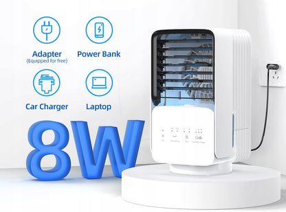 OMISOON Air Cooler mini-luftkøler 700 ml med touchpanel og lampe