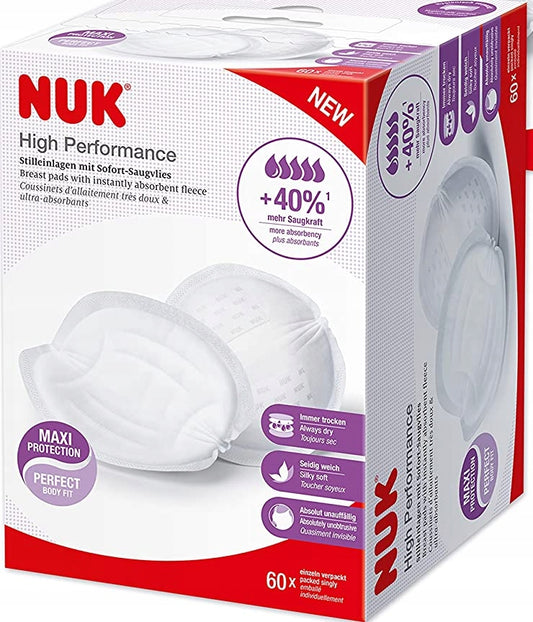 NUK wkładki laktacyjne x60 białe, jednorazowe, ultra chłonne, zawsze suche i dyskretne