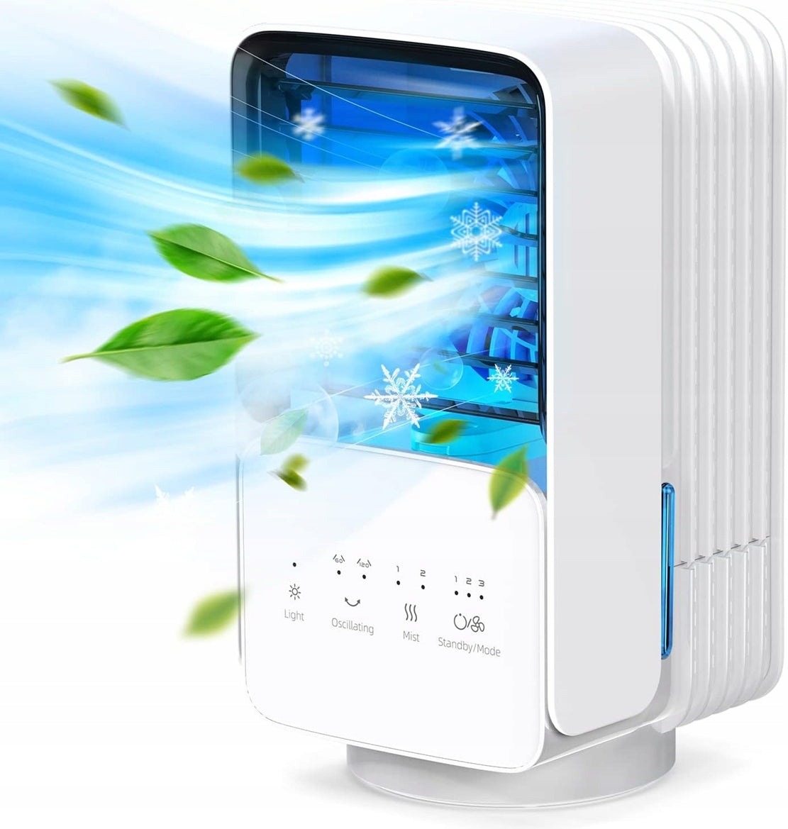 OMISOON Air Cooler mini-luftkøler 700 ml med touchpanel og lampe
