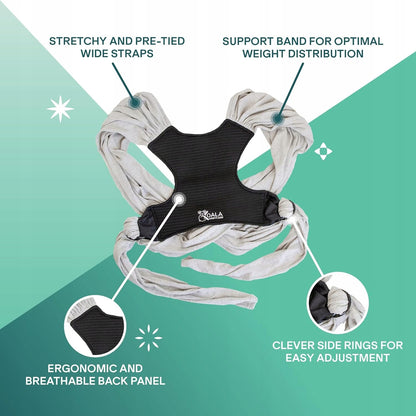 KOALA BABYCARE chusta do noszenia dziecka 2w1 z ergonomicznym panelem i regulowanymi paskami dla łatwego noszenia