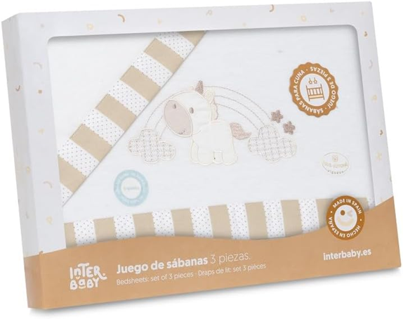 INTERBABY set biancheria da letto 3 pezzi 60x120 / 40x60 / 110x155