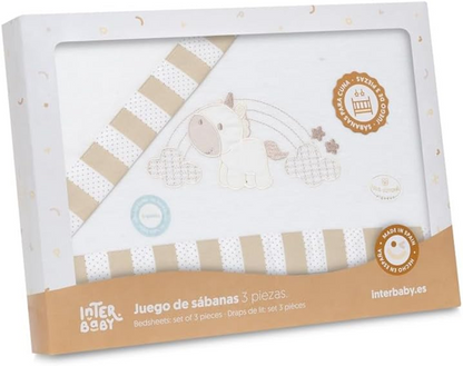 INTERBABY set biancheria da letto 3 pezzi 60x120 / 40x60 / 110x155