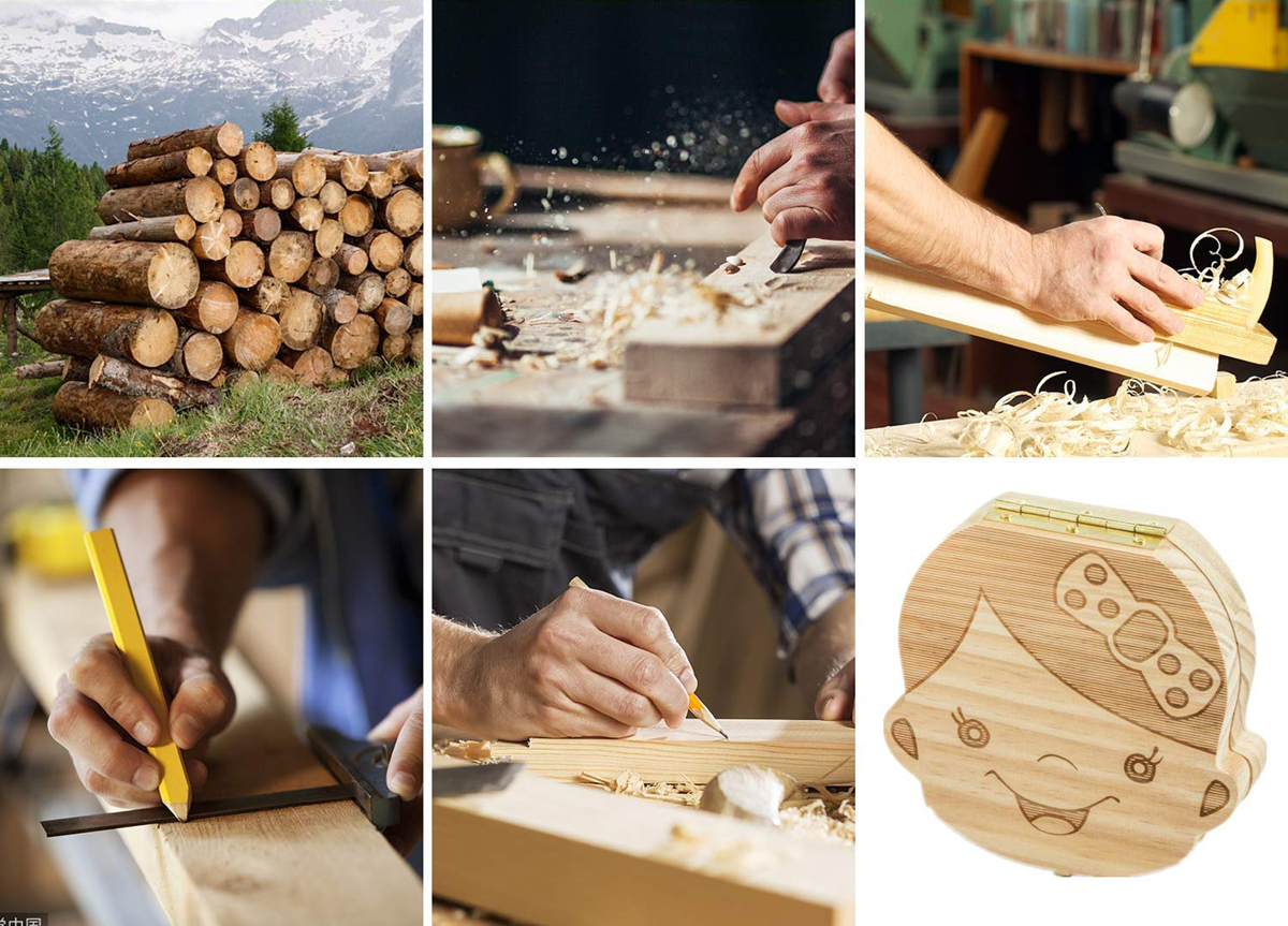 LOVE BABY scatola di legno per conservare i denti da latte LINGUA ITALIANA