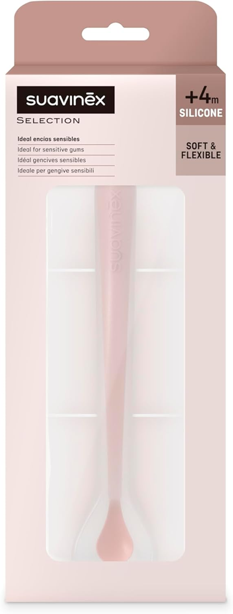 SUAVINEX Selection cucchiaio flessibile in silicone 16 cm 4 m+ rosa