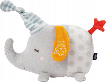 FEHN knuffel met nachtlampje 4 kleuren en oplichtend borduurwerk olifant