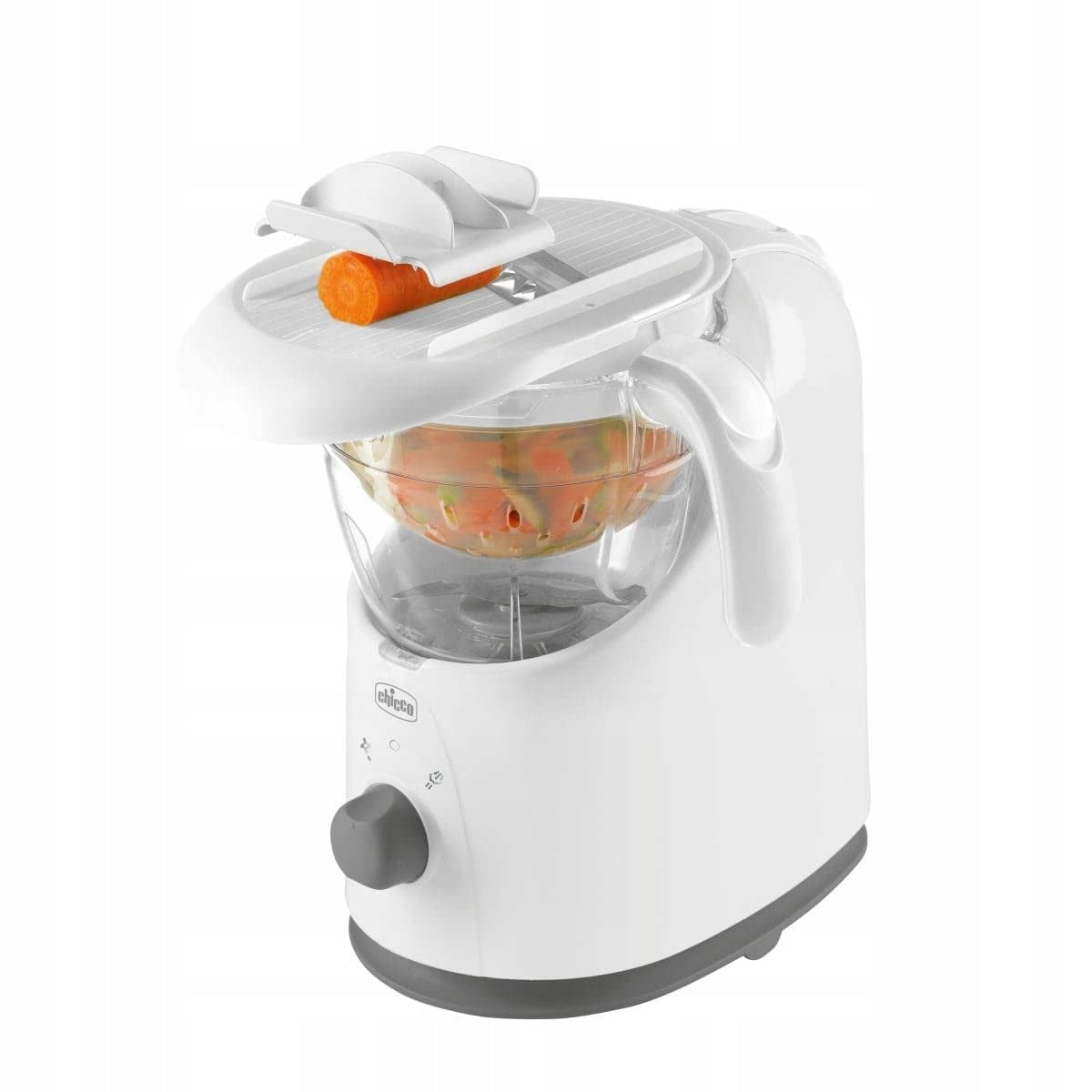 CHICCO Easy Meal 4w1 robot kuchenny 1550 ml, biały robot do gotowania, miksowania, rozmrażania i szatkowania