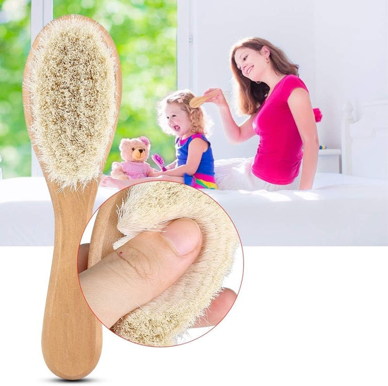 MUMUSUKI brosse à cheveux en bois avec poils de chèvre 0-6 m