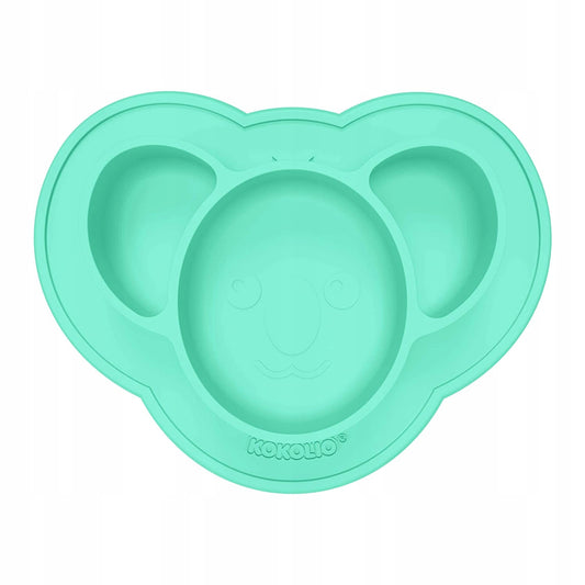 KOKOLIO mata talerzyk 3 KOMORY antypoślizgowy, silikonowa mata dla niemowląt w miętowym kolorze