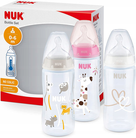 NUK No Colic set di biberon 3x 300 ml 0-6